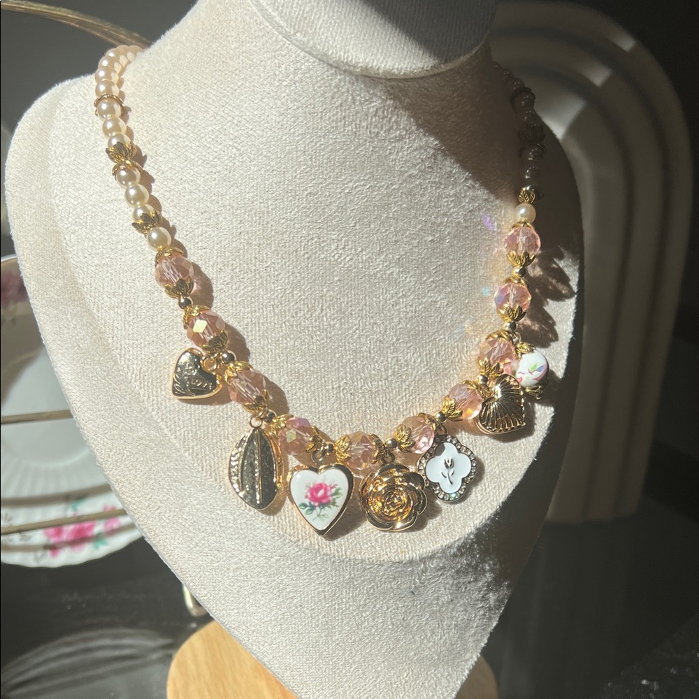 Dopamine Charm Gold and Pink Necklace